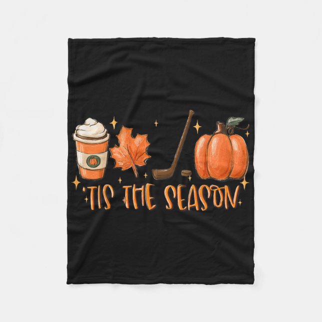 Cobertor De Velo Tis The Season Hockey Latte Leaves Hello Pumpkin H (Frente)