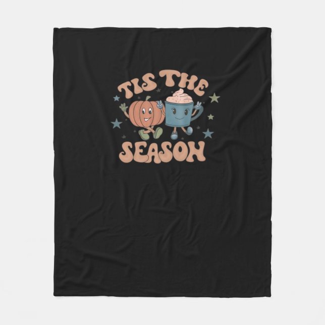 Cobertor De Velo Tis The Season Pumpkin Fall Coffee Retro (Frente)
