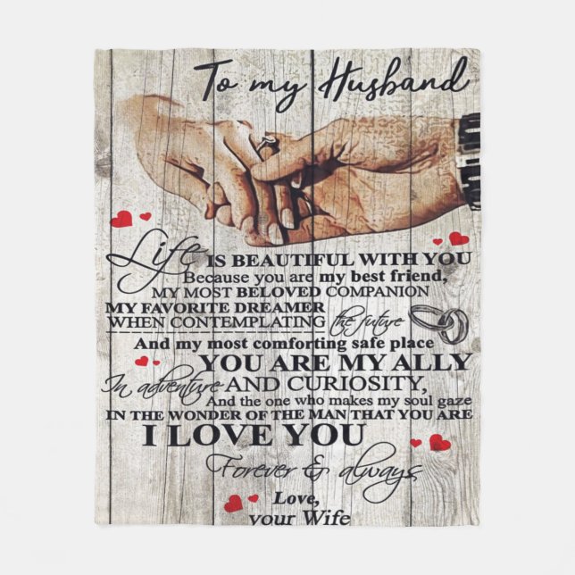 Cobertor De Velo To My Husband Design Gift | Love Letter To Him | (Frente)