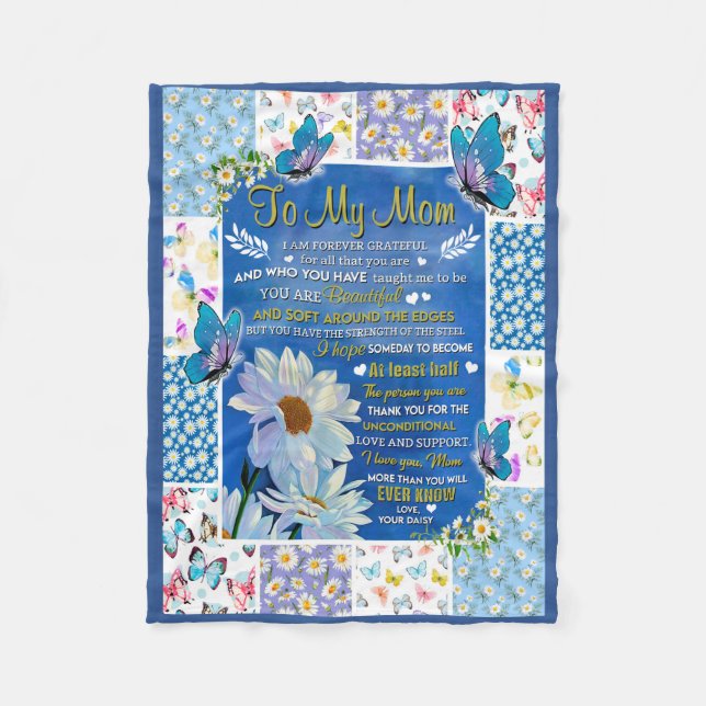 Cobertor De Velo To My Mom Common Daisy banket, blanket for mom (Frente)
