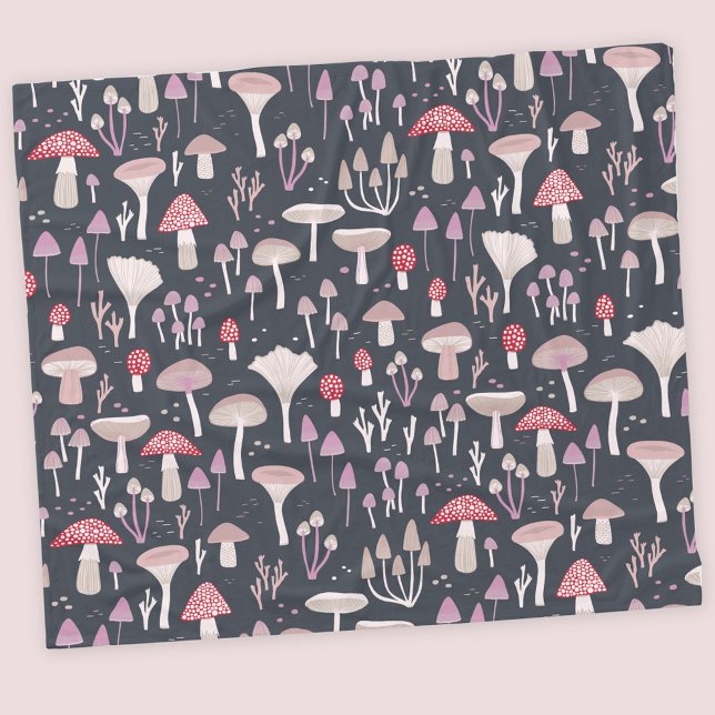 Cobertor De Velo Toadstool Fungi (Mushroom toadstool and fungi fleece blanket)