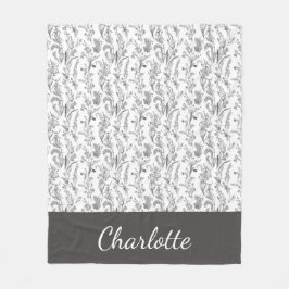 Cobertor De Velo Toalete Floral Preto Branco Nome Personalizado
