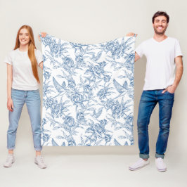 Cobertor De Velo Toile de Jouy Azul Francesa