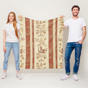 Cobertor De Velo Toile de Jouy Floral Listrada com Galinha Vintage