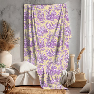Cobertor De Velo Tóile de jouy floral retro púrpura