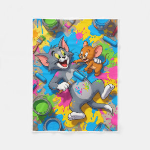 Cobertor De Velo Tom E Jerry Gatos Brincando Vigorosamente Com Core