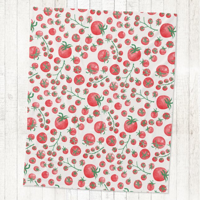 Cobertor De Velo Tomato Watercolor Pattern (Fun Mediterranean summer watercolor tomato pattern fleece blanket)