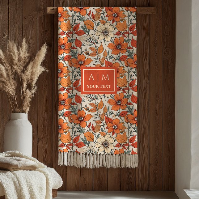 Cobertor De Velo Tons de Ferrugem Macios Floral Impresso Outono Oli (Plush Rusty Tones Sage Olive Autumn Floral Print Blanket)