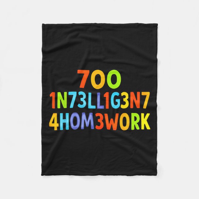 Cobertor De Velo Too Intelligent For Homework Funny School Kids Tee (Frente)