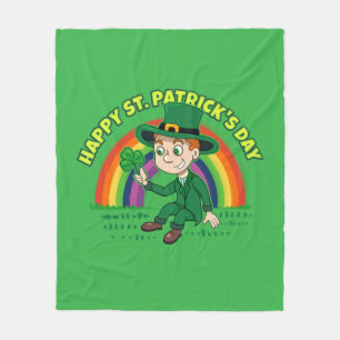 Cobertor De Velo Toon leprechaun bonito com shamrock e arco-íris