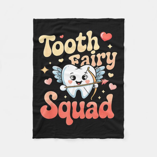 Cobertor De Velo Tooth Fairy Squad Cute Cud Tooth Retro Dental Humo (Frente)