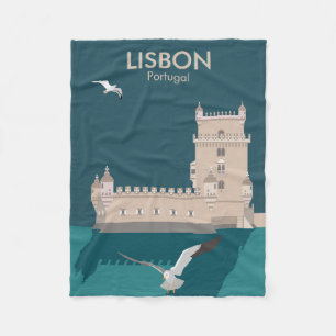 Cobertor De Velo Torre Lisboa de Belem no estilo do poster vintage