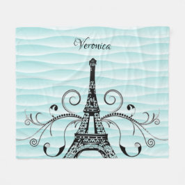Cobertor De Velo Torre Teal Eiffel Flourar Floree Blanket