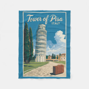 Cobertor De Velo Torre tenente de Pisa Itália, Viagem Art Vintage