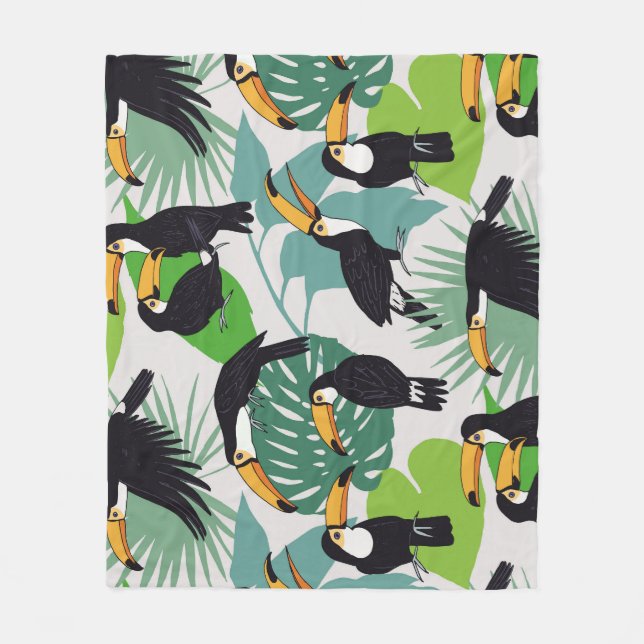 Cobertor De Velo Toucan Bird: Padrão de Folhas de Palma (Frente)