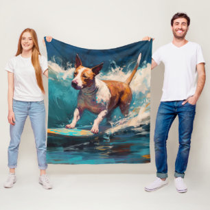 Cobertor De Velo Touro Terrier Beach Surfing Painting
