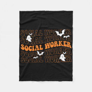 Cobertor De Velo Trabalhador Social da Groovy Ghost Halloween Socia