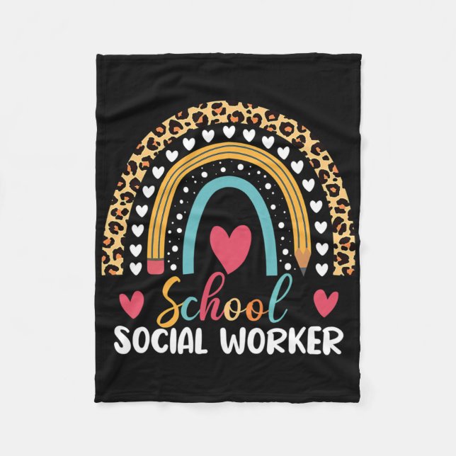 Cobertor De Velo Trabalhadora Social Escolar Boho Rainbow School  (Frente)