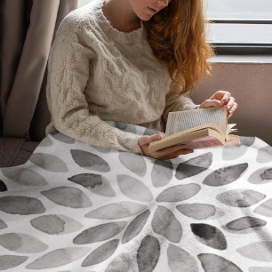 Cobertor De Velo Traços de pincel de aquarelas - preto e branco