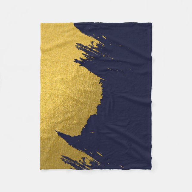 Cobertor De Velo Traços Dourados falsos com fundo azul Marinho (Frente)