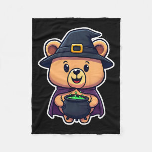 Cobertor De Velo Traje de Bruxa Chibi de Halloween Urso Com Caldeir