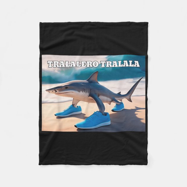 Cobertor De Velo Tralalalero Tralala Funny Shark Meme (Frente)