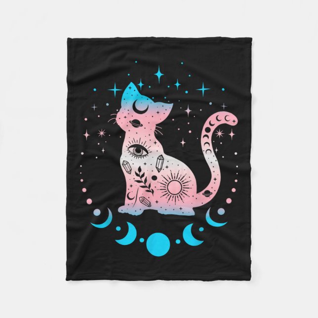 Cobertor De Velo Transgênero Cat Astrologia Celestial Orgulho Lgbt  (Frente)