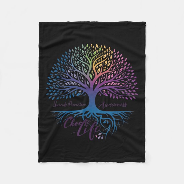 Cobertor De Velo Tree Of Life Choose Life Suicide Prevention Awaren (Frente)