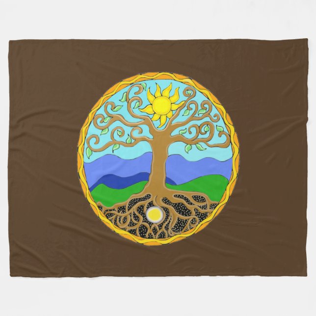 Cobertor De Velo Tree of Life Mandala (Frente (Horizontal))