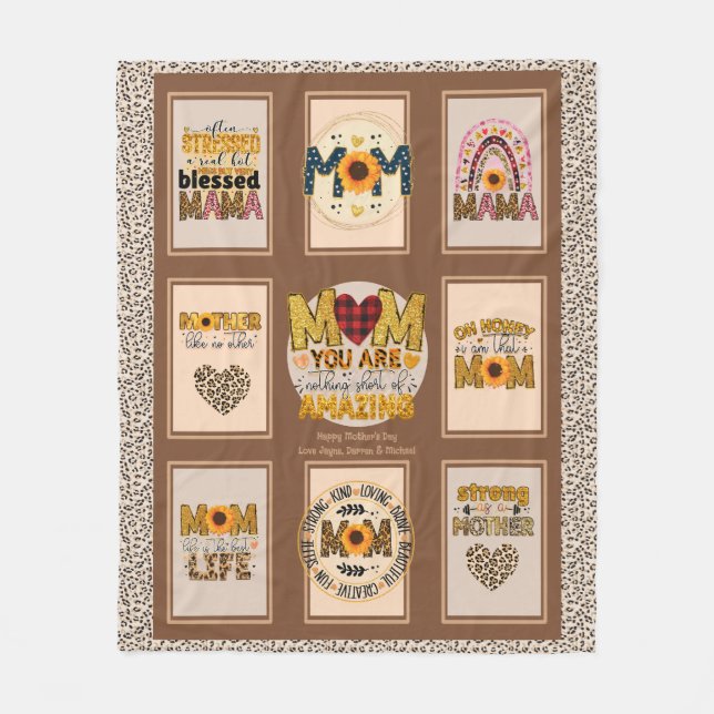 Cobertor De Velo Trendy Mama! Citações da Mãe da Impressão Leopardo (Frente)