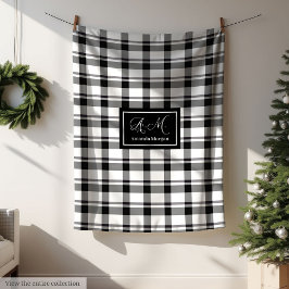 Cobertor De Velo Trendy Monochrome Checkered Blanket Custom Name