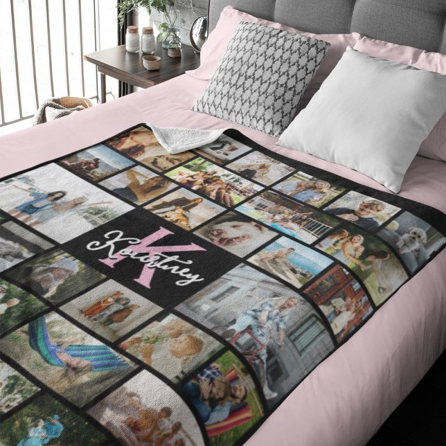 Cobertor De Velo Trendy Monogram 34 x Photo Collage (Criador carregado)