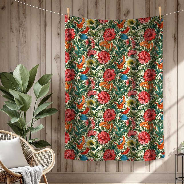 Cobertor De Velo Trendy Ornamentado Botânico inspirado por William  (Trendy Ornate Botanical Inspired by William Morris Fleece Blanket)