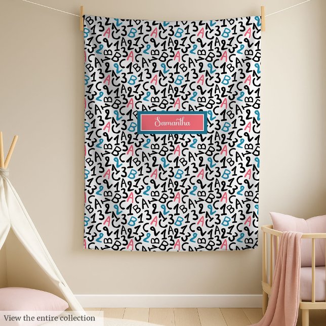 Cobertor De Velo Trendy School fleece com monograma para meninas (Trendy school fleece with monogram for girls)