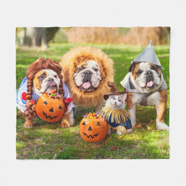 Cobertor De Velo Três Bulldogs Vestidos (Frente (Horizontal))