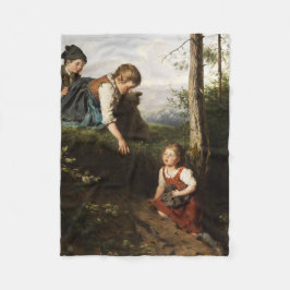 Cobertor De Velo Três Crianças Escolhendo Cerejas Selvagens na Flor