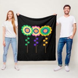 Cobertor De Velo Três Flores Coloridas