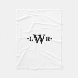 Cobertor De Velo Três letras monograma, preto e branco elegante