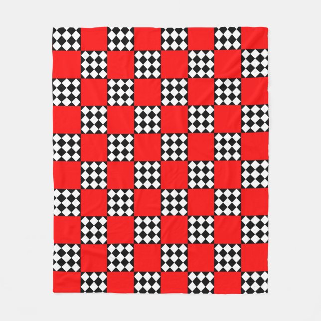 Cobertor De Velo Triângulo Geométrico Quadrado Preto Vermelho (Frente)