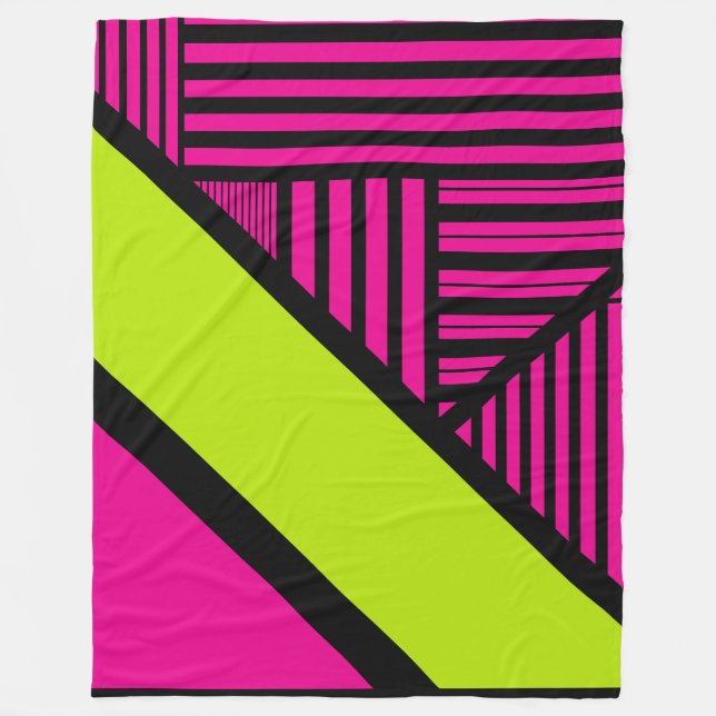 Cobertor De Velo Triângulo Stripes em Verde limão, rosa quente e pr (Frente)