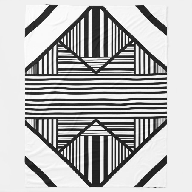 Cobertor De Velo Triângulo strips 2 em preto e branco (Frente)