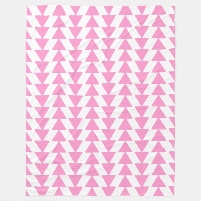 Cobertor De Velo Triângulos perspicazes - Rosa e Branco (Frente)