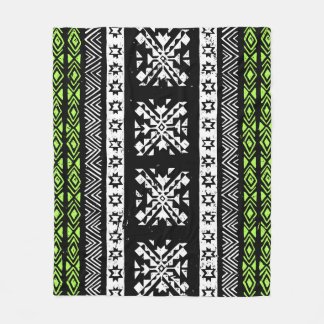 Cobertor De Velo Tribal Navajo, padrão verde branco preto.