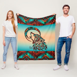 Cobertor De Velo Tribal Wolf Fleece Blanket