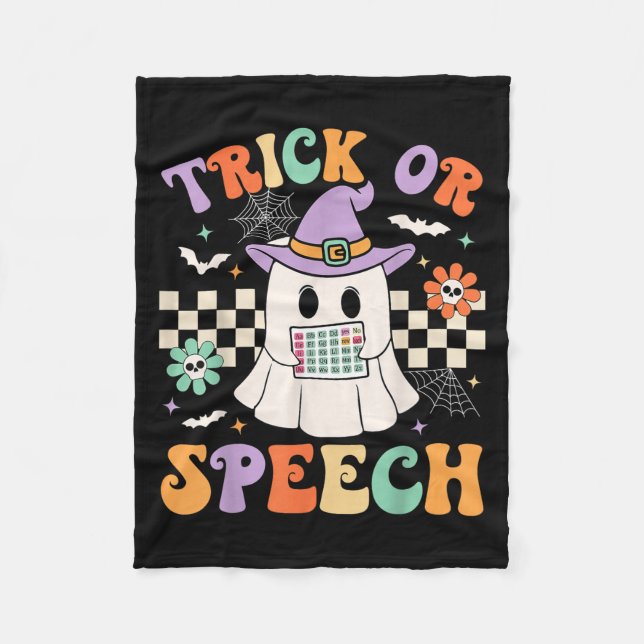 Cobertor De Velo Trick Ou Speech Halloween Bp Retro Speech Therapy (Frente)