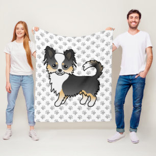 Cobertor De Velo Tricolor preto Cão e patas de longa Casaco Chihuah
