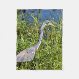 Cobertor De Velo Tricolored Heron Wading In The Marsh