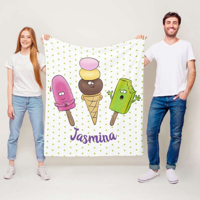 Cobertor De Velo Trio de desenho animado de picolé de sorvete engra (In Situ)