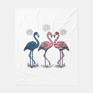 Cobertor De Velo Trio de Flamingos Patrióticos Design de Gravura Vi