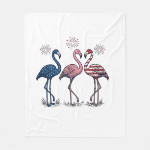 Cobertor De Velo Trio de Flamingos Patrióticos Design de Gravura Vi